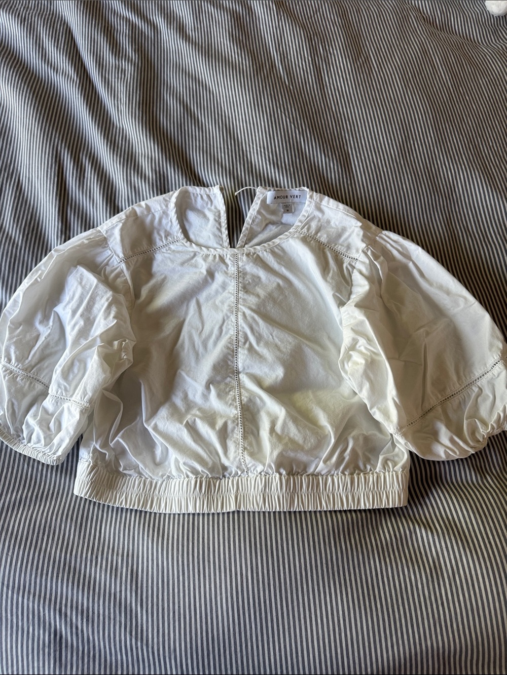 Amour Vert White Cotton Peasant Blouse Women’s M